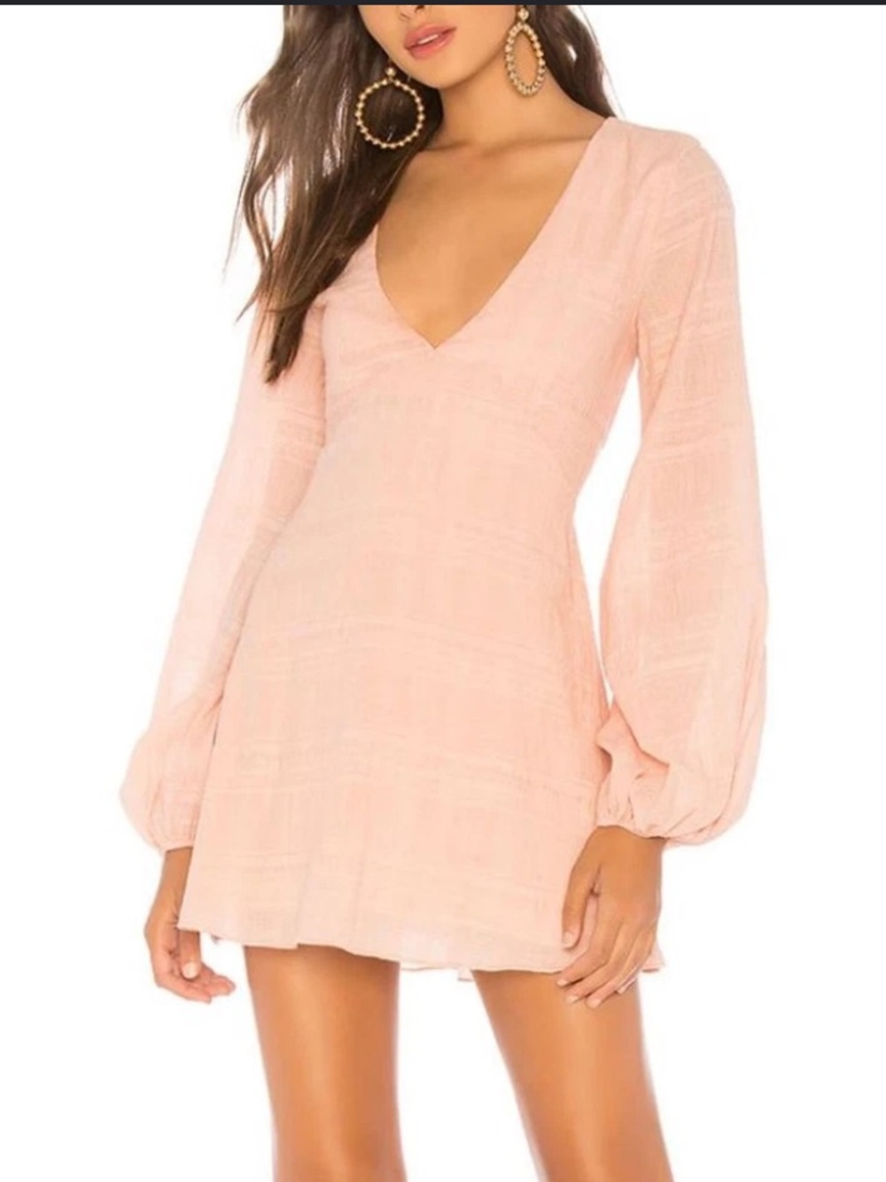 Tularosa Blush Pink V-Neck Long Sleeve Mini Dress XXS